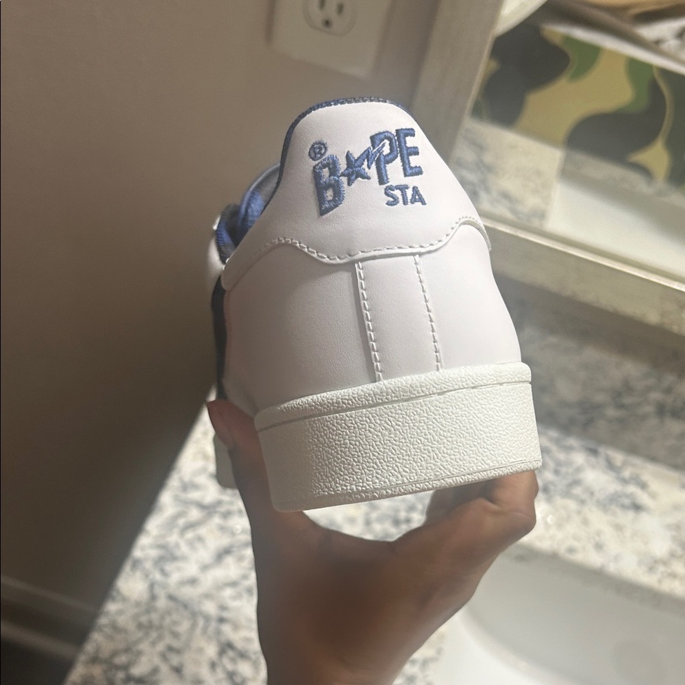 Bape White Sneakers with Navy Accents NW - Picture 3 of 9